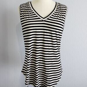 Kavu Womens Top Sleeveless Black & White Striped Size S